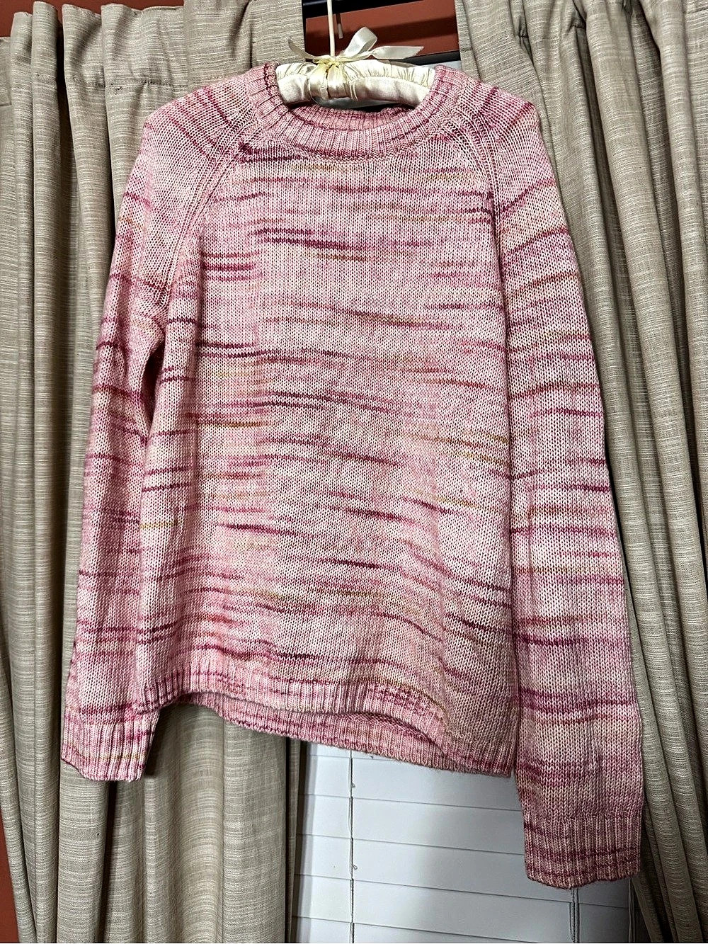 J.CREW Space-Dyed Crewneck Sweater Pink & White Small